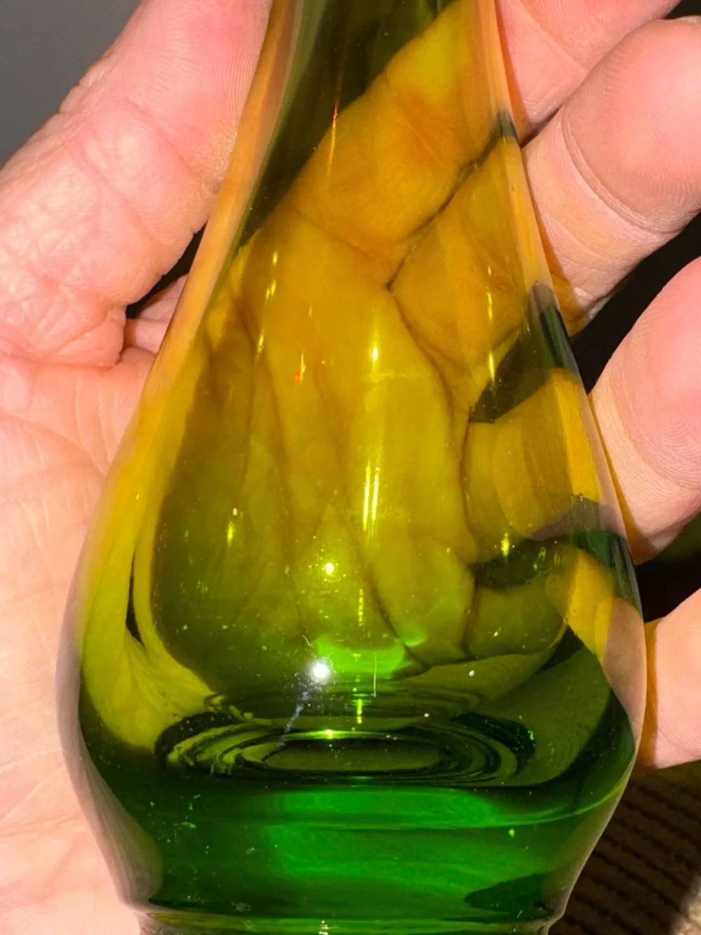Vintage Viking Avocado Green Swung Glass Bud Vase MCM